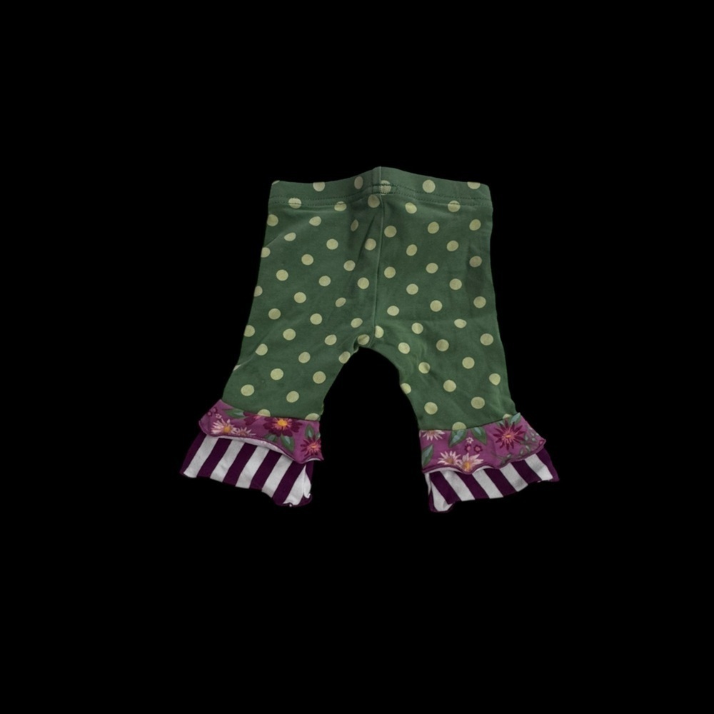 Matilda Jane size 3/6 green Polka Dot Ruffle Pants